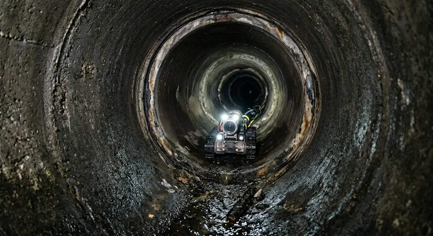 Robotic sewer camera inspecting pipe interior for Drain Snake Service in Arvada